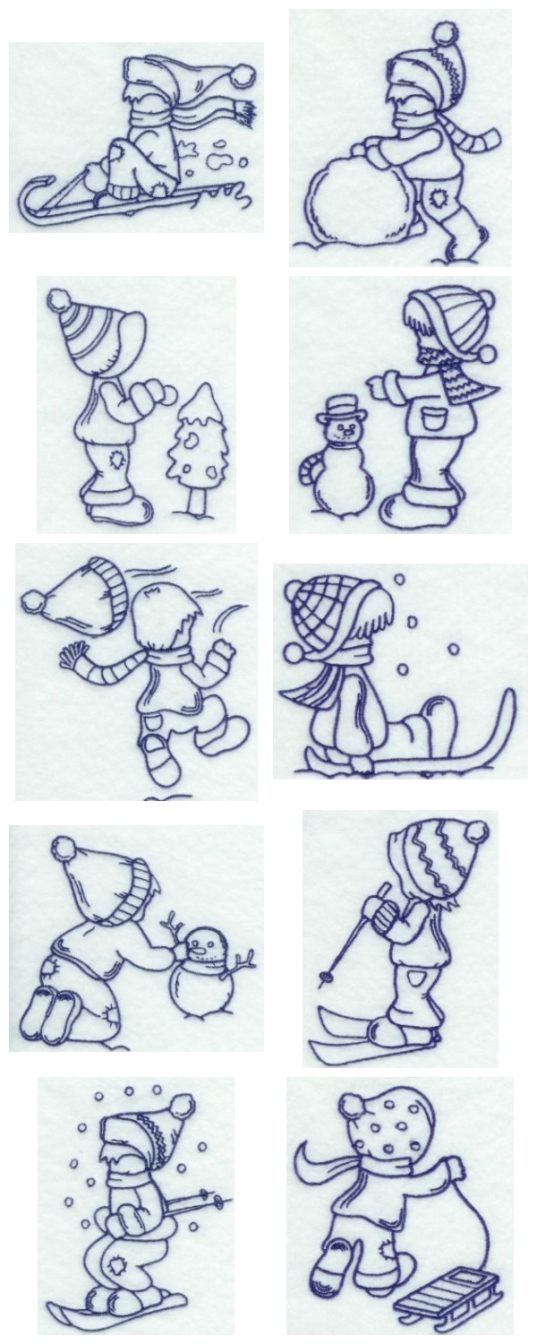 RW Winter Sunbonnet Boys Embroidery Machine Design Details