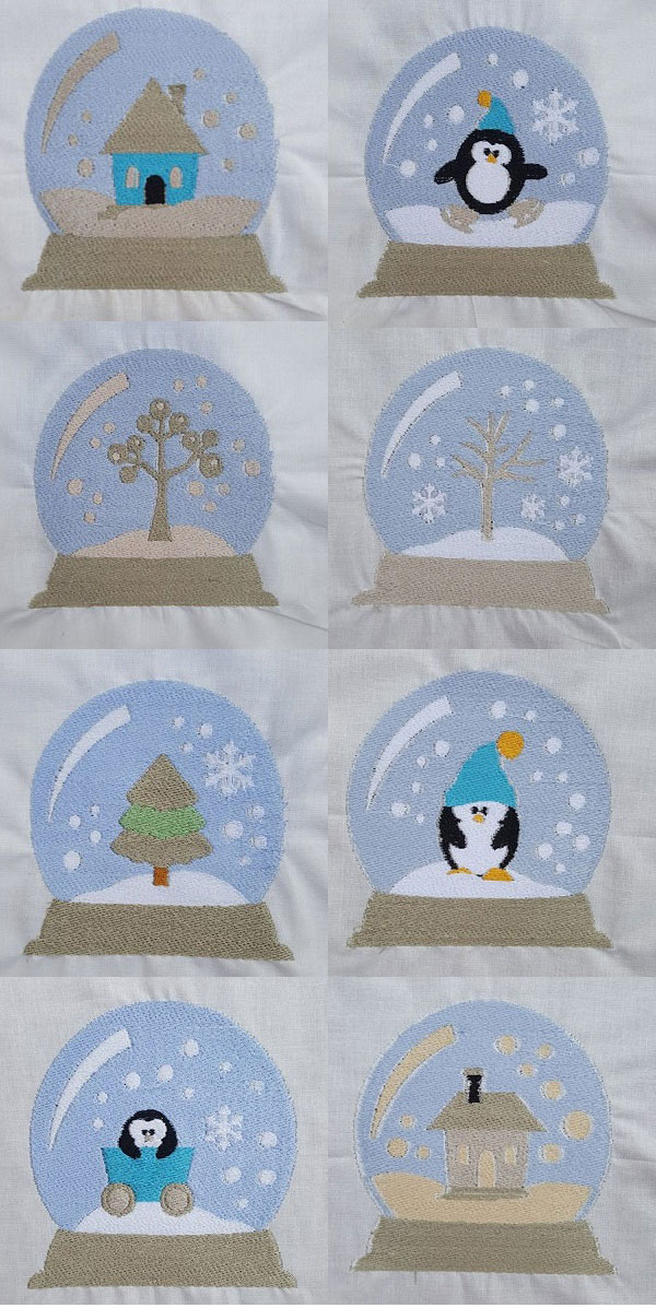 wintersnowglobes machine embroidery contact sheet