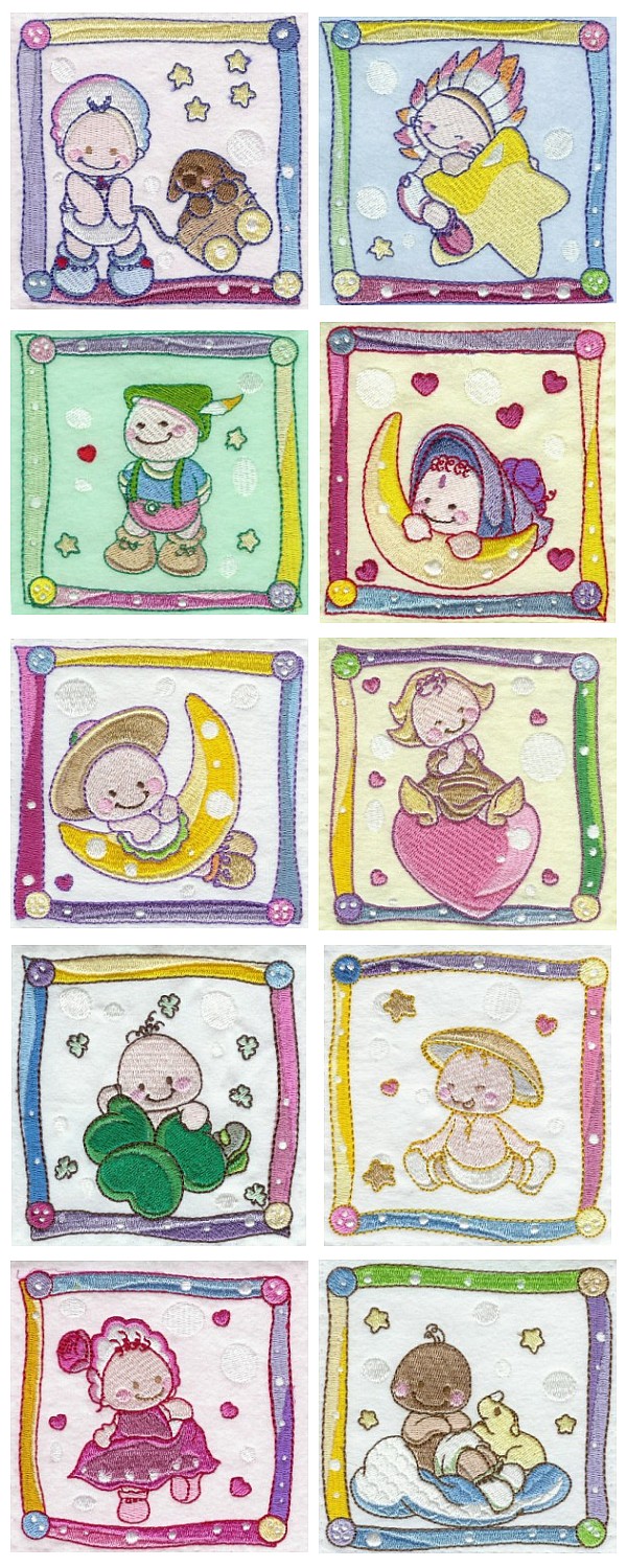World Baby Quilt Blocks Embroidery Machine Design Details