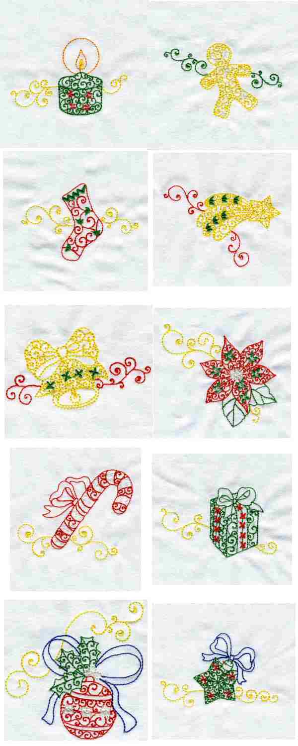 Christmas Ornament Lines Embroidery Machine Design Details